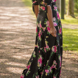 Flowy maxi jersey dress - Black