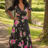 Flowy maxi jersey dress - Black