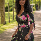 Flowy maxi jersey dress - Black