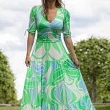 Flowy maxi jersey dress - Green