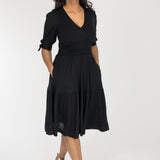 Flowy short jersey dress - Black