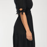 Flowy short jersey dress - Black