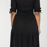 Flowy short jersey dress - Black