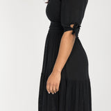 Flowy short jersey dress - Black