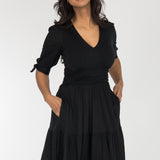 Flowy short jersey dress - Black