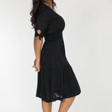 Flowy short jersey dress - Black