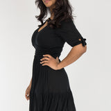Flowy short jersey dress - Black