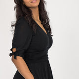 Flowy short jersey dress - Black