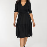 Flowy short jersey dress - Black