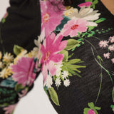 Flowy short jersey dress - Black Flower