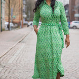 Forever mine placket midi jersey dress - Green