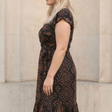 Frill wrap short jersey dress - Brown