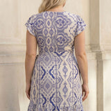 Frill wrap short jersey dress - Blue