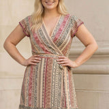 Frill wrap short jersey dress - Multi Paisley