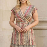 Frill wrap short jersey dress - Multi Paisley