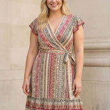 Frill wrap short jersey dress - Multi Paisley