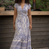 Frill wrap midi jersey dress - Blue