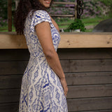 Frill wrap midi jersey dress - Blue