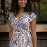 Frill wrap midi jersey dress - Blue