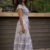 Frill wrap midi jersey dress - Blue