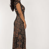 Frill wrap midi jersey dress - Brown
