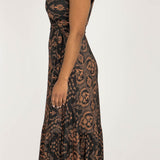 Frill wrap midi jersey dress - Brown