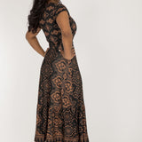 Frill wrap midi jersey dress - Brown
