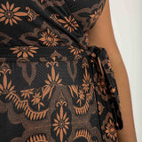 Frill wrap midi jersey dress - Brown