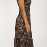 Frill wrap midi jersey dress - Brown