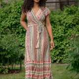 Frill wrap midi jersey dress - Multi paisley