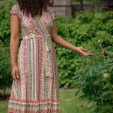 Frill wrap midi jersey dress - Multi paisley