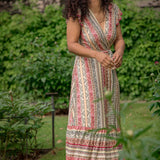 Frill wrap midi jersey dress - Multi paisley