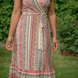 Frill wrap midi jersey dress - Multi paisley