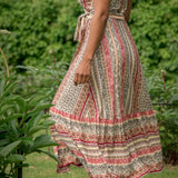 Frill wrap midi jersey dress - Multi paisley