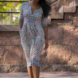 Ideal short jersey dress - Blue folklore