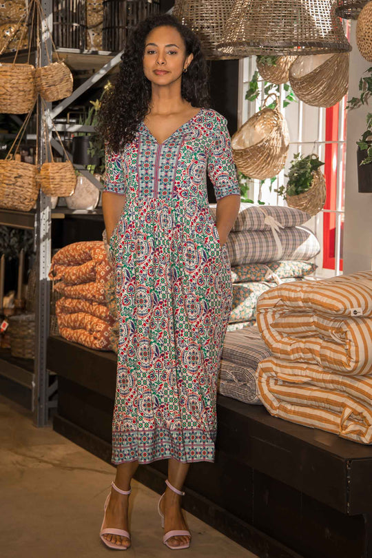 Ideal midi jersey dress - Blue folklore