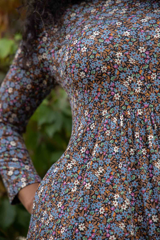 Ideal jersey dress - Brown flowers