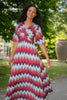 Knot draped maxi jersey dress - Blue-Pink