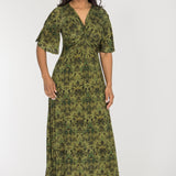 Knot draped maxi jersey dress - Olive