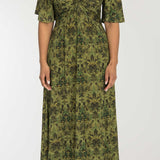 Knot draped maxi jersey dress - Olive