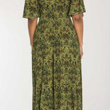 Knot draped maxi jersey dress - Olive