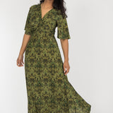 Knot draped maxi jersey dress - Olive