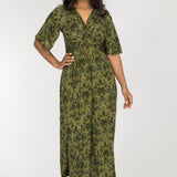 Knot draped maxi jersey dress - Olive