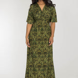 Knot draped maxi jersey dress - Olive