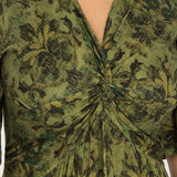 Knot draped maxi jersey dress - Olive