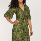 Knot draped short jersey dress - Olive