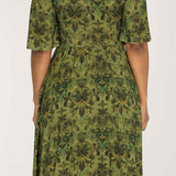 Knot draped short jersey dress - Olive