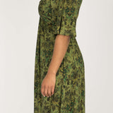 Knot draped short jersey dress - Olive