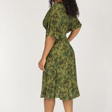 Knot draped short jersey dress - Olive