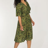 Knot draped short jersey dress - Olive
